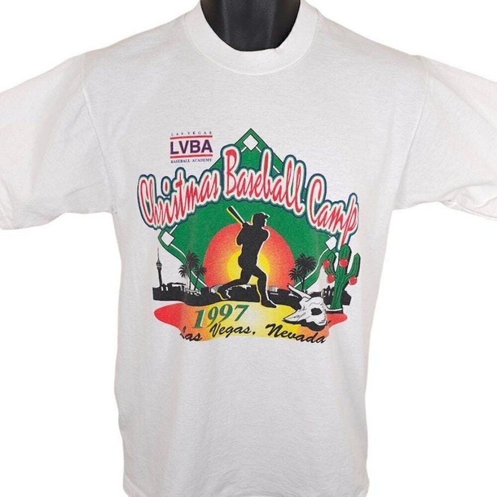 Vintage Las Vegas Baseball Academy Mens Size Medium White 90s 1997 Christmas